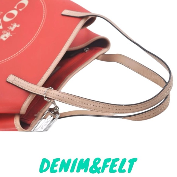 Coach Red Coated Canvas/Leather Metro Horse Carriage Shopper Tote Shoulder Bag♥️ - Picture 8 of 16